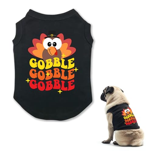 Thanksgiving-Hunde-Shirts für kleine und mittelgroße Hunde, niedliche Truthahn-bedruckte Welpenkleidung, Thanksgiving-Kostüm für Hunde, Größe L von MSCELA