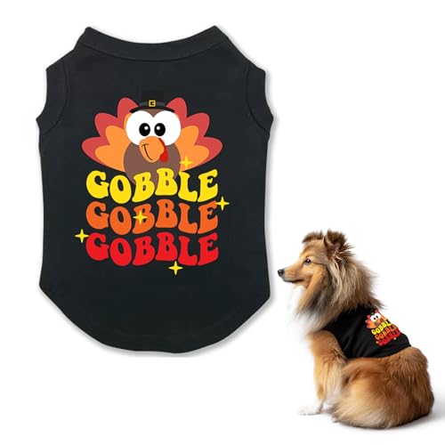 Thanksgiving-Hunde-Shirts für kleine und mittelgroße Hunde, niedliche Truthahn-bedruckte Welpenkleidung, Thanksgiving-Kostüm für Hunde (XXL) von MSCELA