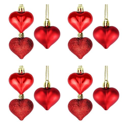 MSCHENZW Valentinstag-Herzornamente, Klassische Rote Herzförmige Hängende Kugeln, Valentinstag-Herzdekoration, Einfache Installation und Einfache Verwendung von MSCHENZW