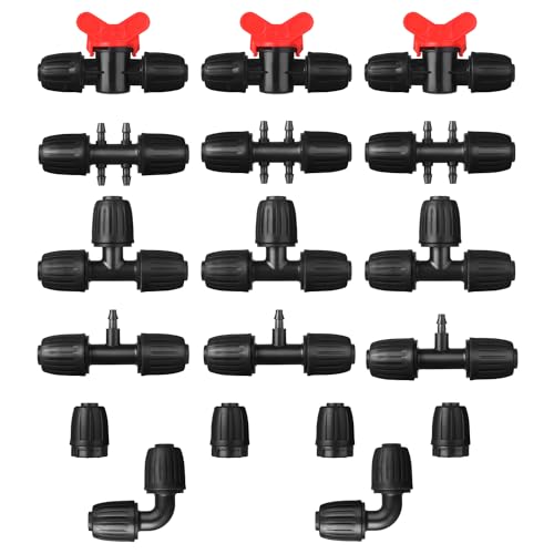 18 Stück Tropfbewässerungsteile, Gartenbewässerung Barbed Anschluss, Tropfbewässerungswasserschlauchanschlüsse, Bewässerungsrohr Anti-Drop-Qualitätsfitting Multifunktionales Set von MSDADA