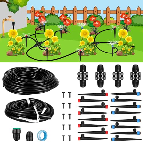 Bewässerungssystem, 24+5m/95FT Bewässerung Kit, Garten Micro Drip Bewässerung Automatik Bewässerung Kit Gewächshaus, Tröpfchenbewässerung Bewässerungssystem Garten Gewächshaus Pflanzen Tropfstrahlern von MSDADA