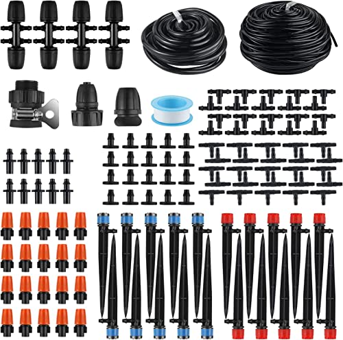 Bewässerungssystem, 60+8m Bewässerung Kit, Garten Micro Drip Bewässerung Automatik Bewässerung Kit Gewächshaus, Tröpfchenbewässerung Bewässerungssystem Garten Gewächshaus Pflanzen von MSDADA