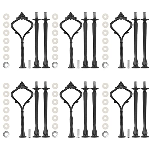 MSDADA 6 Pack Verdicken Etageren Stangen Set Metallstange Gold Stäbe Etagere Bausatz Stange für Buffet Etagere Mittellochausstech Torten Hochzeitstorte Tortenständer(Schwarz) von MSDADA