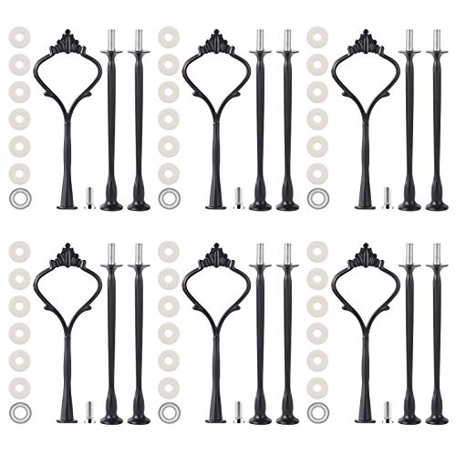MSDADA 6 Sets Etageren Stangen Set, Metallstangen Mittellochausstech 2 bis 3 Etage Etagenplatte Hochzeitstorte Tortenständer Cupcake Dessert Platte Tortenhalter(Schwarz) von MSDADA