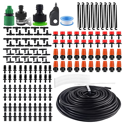 MSDADA Gewächshaus-Tropfbewässerungsset, 15,2 m Garten Automatisches Bewässerungssystem, 1/4 Zoll Blank Distribution Tubing Schlauch Verstellbare Düse, Pflanzenbewässerungssystem für Garten, Terrasse MSDADA Gewächshaus-Tropfbewässerungsset, 15,2 m Garten Automatisches Bewässerungssystem, 1/4 Zoll Blank Distribution Tubing Schlauch Verstellbare Düse, Pflanzenbewässerungssystem für Garten, Terrasse von MSDADA
