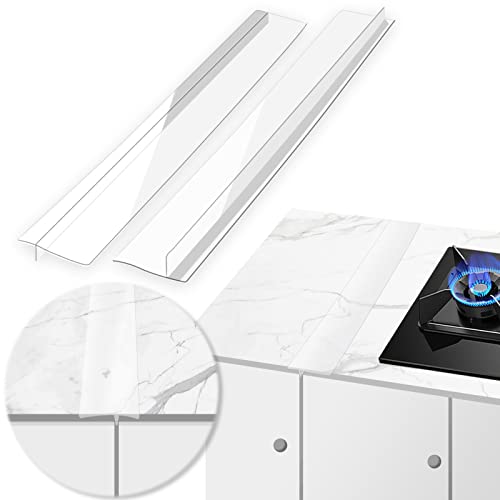 MSDADA Küche Silikon-Herdplatte Gap Cover, 2er Set Herdabdeckung aus Silikon Hitzebeständig Und leicht zu Reinigen für Küche Herd Arbeitsfläche Backofen Waschmaschine Trockner(25 Zoll, Transparent) von MSDADA