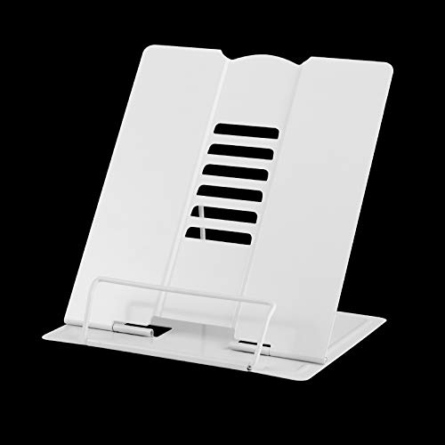 MSDADA Leseständer, 6 Stufen Verstellbar Kochbuchhalter, Faltbar Metall Tablette Lange Buchstützen Kinder Buchständer für Küche Arbeitszimmer Büro Schule Notenbücher These(Weiß) von MSDADA