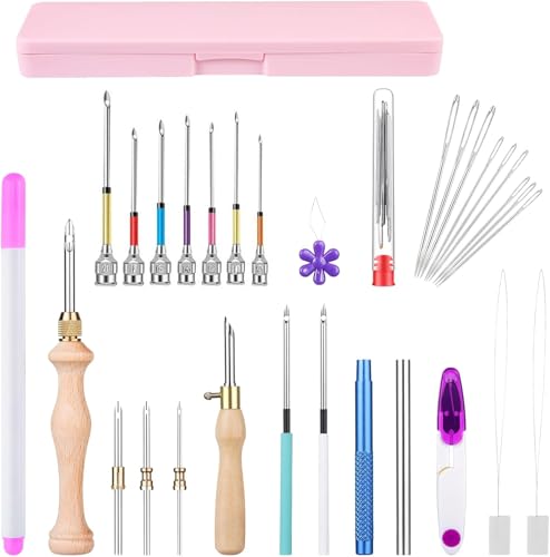 30 Stück Stickerei Starter kit, Stickgarnituren Verstellbare Garnstanznadel Punch Needle, Stickstift aus Holzgriff, Nadelfädler, für Handwerk Stitching Applique-Verzierungen Anfänger 30 Stück Stickerei Starter kit, Stickgarnituren Verstellbare Garnstanznadel Punch Needle, Stickstift aus Holzgriff, Nadelfädler, für Handwerk Stitching Applique-Verzierungen Anfänger von MSDADA