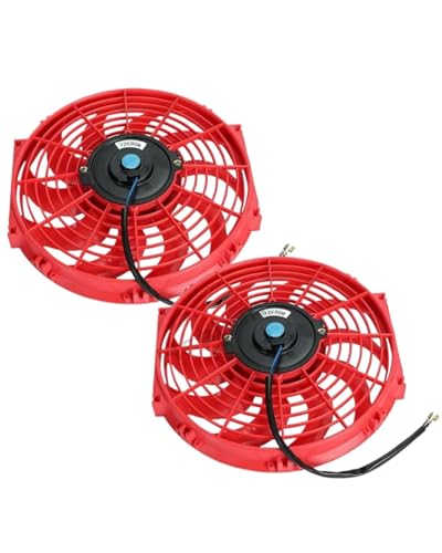 Kühlerlüfter Motorkühlung 2 Stück 2 X 12 Zoll Universal-Slim-Lüfter Push-Pull-Elektrokühler-Lüfter 12 V 80 W Montagesatz 2000 U/min Rot Hohe Leistung von MSDDWL