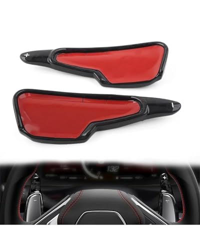 MSDDWL Lenkräder Schaltwippen Für Corvette Für C8 2020 2021 2022 1 Paar Carbon Fiber Auto Lenkrad Shift Paddle Verlängerung Paddel Shifter(Forged Pattern) von MSDDWL
