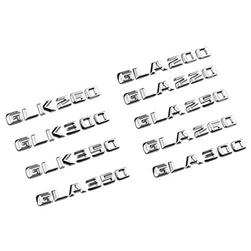 MSEURO 3D ABS Auto Heckkoffer Emblem Abzeichen GLK GLA 200 220 250 260 300 350 Aufkleber passend for Mercedes X156 X164 X204 H247 W167 Zubehör (Color : Convex Chrome Silver, Size : GLA 220) von MSEURO