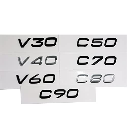 MSEURO 3D-ABS-Emblem-Aufkleber, schwarz, passend for Volvo-Buchstaben auf dem Kofferraum XC60 XC90 S60 V40 V50 V60 C30 S80 S40 XC40 XC70 S90 Zubehör (Color : Noir, Size : V60) von MSEURO