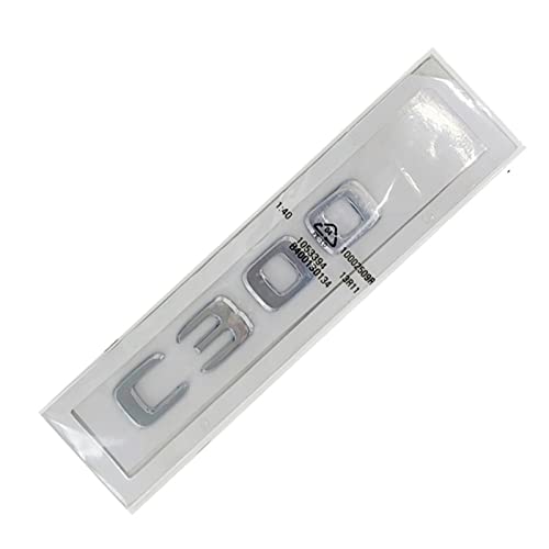 MSEURO 3D ABS Schwarz Chrom Auto Buchstaben Kofferraum Emblem Abzeichen Aufkleber Passend for Logo Mercedes Benz C200 W204 W203 C300 W205 Zubehör (Size : Chrome Silver, Color : C300) von MSEURO