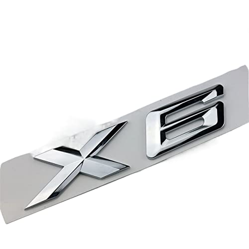 MSEURO 3D Auto Buchstaben Kofferraum Aufkleber for Logo passend for BMW X1 E87 F48 X2 F39 X3 F25 G01 X4 F26 G02 X5 G05 E70 F15 X6 G06 F16 X7 G07 Zubehör (Color : X6 Silver) von MSEURO