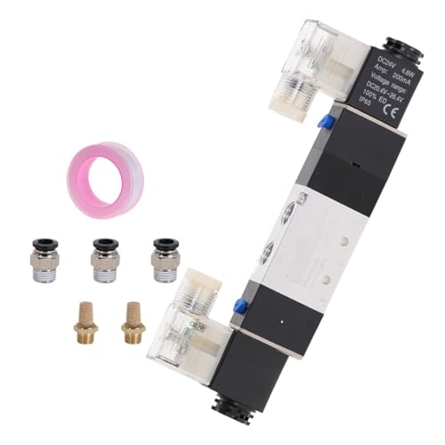 MSEURO 4V230-08C 5-Wege-3-Positionen-1/4-Zoll-Pneumatik-Magnetventil Lucky(4V230-08C w PC6,DC 24V) von MSEURO