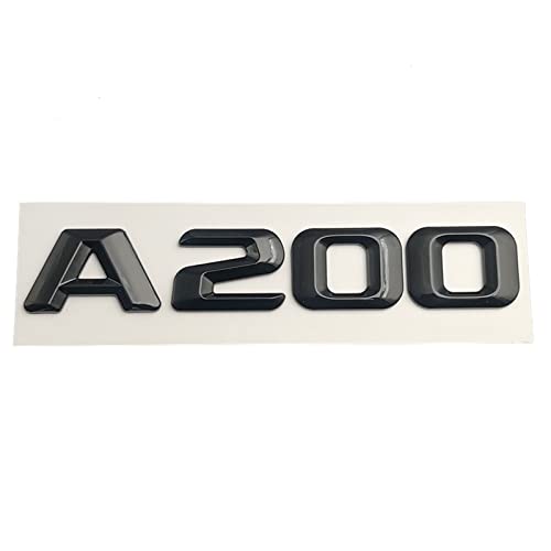 MSEURO ABS Schwarz 3D Buchstaben for Auto Kofferraum Abzeichen Aufkleber Emblem Logo passend for Mercedes Benz A45 A160 A180 A200 A260 W176 W177 Zubehör (Color : Glossy Black, Size : A200) von MSEURO