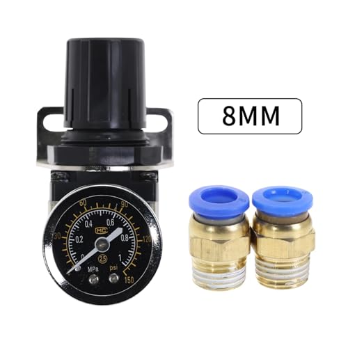 MSEURO AR2000-02 G1/4'' Pneumatisches Druckregelventil for die Luftaufbereitung - Pneumatikregler for Klimaanlagen Lucky(AR2000-02 PC8-02) von MSEURO
