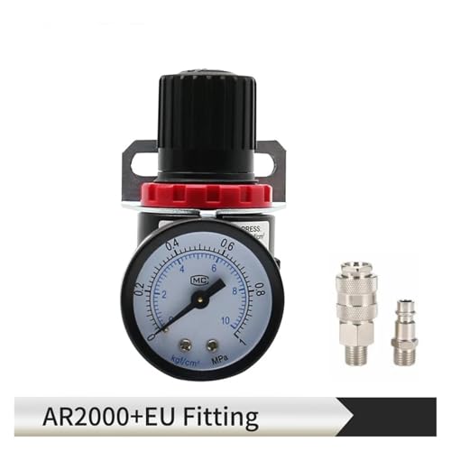 MSEURO AR2000 G1/4'' Schwarzer Luftkompressor-Druckregler mit passendem Manometer und Halterung Lucky(AR2000-EU(SMPM20)) von MSEURO