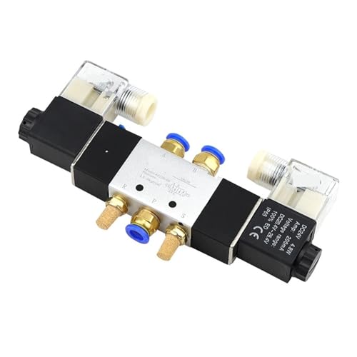 MSEURO Magnetventil Pneumatisch 4V220-08 Luft 5 Wege 2 Positionen 1/4" Spule Legierung Interne Elektrische Lucky(W 8mm fittings,AC 110V) von MSEURO
