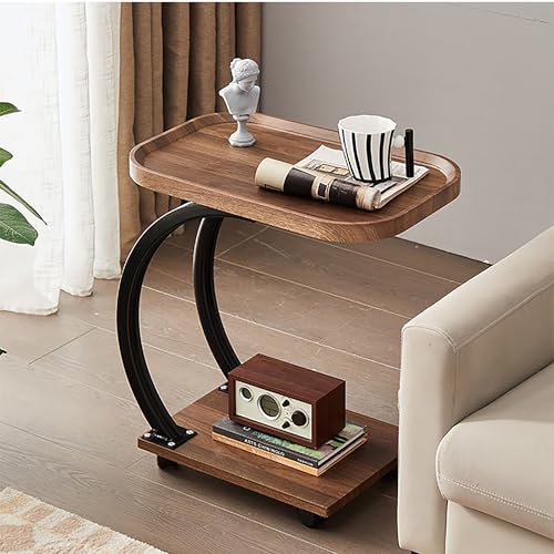 MSFE Beistelltisch C Form mit Rollen Kleiner Couchtisch Holz haben Metallgestell C-Form Sofa Beistelltisch Kaffeetisch Snacktisch Couchtisch für Wohnzimmer, Schlafzimmer, Nachttisch 52 * 34 * 60CM MSFE Beistelltisch C Form mit Rollen Kleiner Couchtisch Holz haben Metallgestell C-Form Sofa Beistelltisch Kaffeetisch Snacktisch Couchtisch für Wohnzimmer, Schlafzimmer, Nachttisch 52 * 34 * 60CM von MSFE