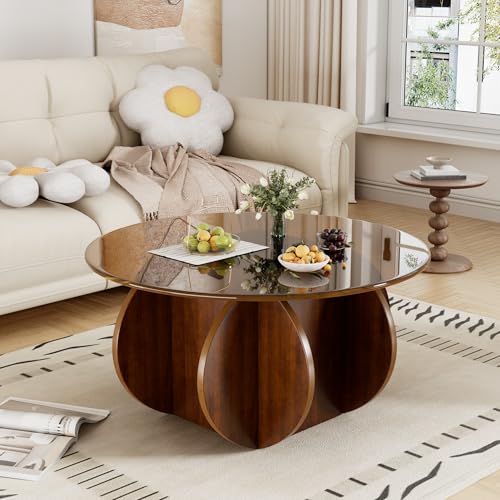 Runder Glas Couchtisch Minimalistischer Wohnzimmertisch mit gehärteter Glasplatte Couchtisch aus Glas Moderner Beistelltisch Salontisch Satztischen für das Wohnzimmer, Büro, Zuhause Ø 70cm * 40cmH Runder Glas Couchtisch Minimalistischer Wohnzimmertisch mit gehärteter Glasplatte Couchtisch aus Glas Moderner Beistelltisch Salontisch Satztischen für das Wohnzimmer, Büro, Zuhause Ø 70cm * 40cmH von MSFE
