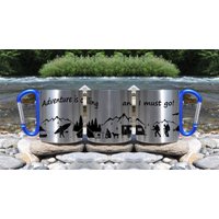 Personalisierte, Lasergravierte Tasse, Camping Becher, Geschenk, Reise Pfadfinder Jungen Und Mädchen Pfadfinder, Edelstahl, Karabiner von MSGCustomCraft