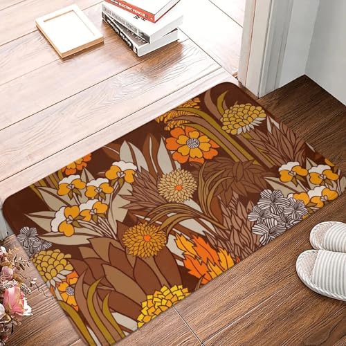MSHEEFG 70er Jahre Retro Garten rutschfeste Fußmatte Bodenmatte Langlebiger Teppich Teppich Für Küche Eingang Zuhause Schlafzimmer Fußpolstermatten 40 * 60 cm von MSHEEFG