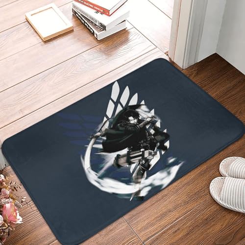 MSHEEFG Attack on Titan rutschfeste Fußmatte Badematte Levi Flur Teppich Willkommen Teppich Indoor Waschbar 40x60 cm von MSHEEFG