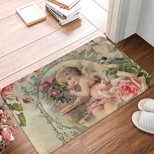 MSHEEFG Bad Anti-Rutsch-Teppich viktorianischen Engel Druck und rosa Rosen Matte Eingang Fußmatte Maschinenwaschbar 40 * 60CM MSHEEFG Bad Anti-Rutsch-Teppich viktorianischen Engel Druck und rosa Rosen Matte Eingang Fußmatte Maschinenwaschbar 40 * 60CM von MSHEEFG