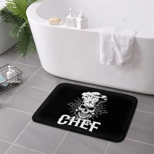 MSHEEFG Chef Kochen Piraten Schädel Kreuz Messer rutschfeste Fußmatte Bodenmatte Saugfähige Matte Teppich für Küche Eingang Haus Fußmatte Matten 40 * 60 cm von MSHEEFG