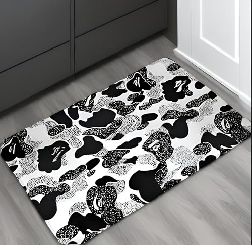 MSHEEFG Erdsicherung Türmatte Schwarz N Weiß Bape Camo Badematte Tvfw352zk0e Fußmatte Teppich Teppichmatte Badematte rutschfeste Toilette Balkon Salon Langlebig 40 x 60 cm von MSHEEFG