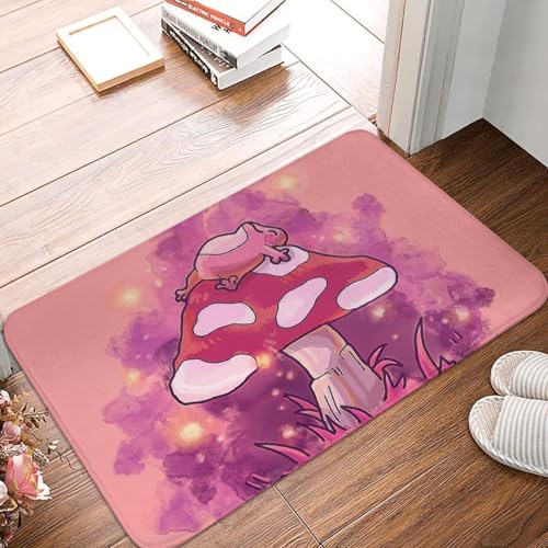 MSHEEFG Frosch Froggie Lustig Interessant Badematte Pilz Rosa Fußmatte Küche Teppich Maschinenwaschbar 40 * 60CM von MSHEEFG