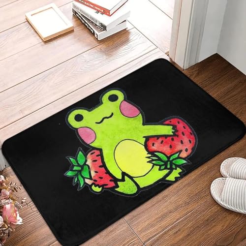MSHEEFG Halten von Erdbeeren Badteppich Frosch Froggie Lustig Interessant Matte Fußmatte Maschinenwaschbar 40 * 60CM von MSHEEFG