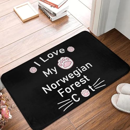 MSHEEFG Ich Liebe Meine norwegische Waldkatze Fußmatte rutsch Feste Badezimmer Fußmatten Home Eingang Teppiche Küche Schlafzimmer Teppich Flur Fuß Polster 40 * 60 cm von MSHEEFG