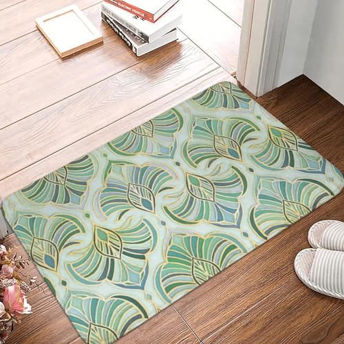 MSHEEFG Jade Emaille Kunst Fan rutschfeste Fußmatte Bodenmatte Wasserölbeständiger Teppich Für Küche Eingang Zuhause Schlafzimmer Fußpolstermatten 40 * 60 cm von MSHEEFG