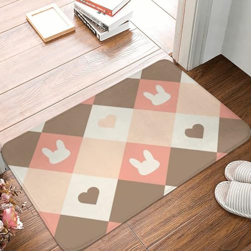 MSHEEFG Niedlich Rosa Liebe Kaninchen Muster Fußmatte Teppich Matte Fußmatte Badematte Balkon Maschinenwaschbar 40 * 60CM von MSHEEFG