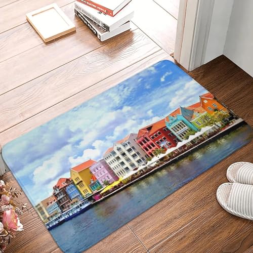 MSHEEFG Pastellfarben Der Karibik, Küste in Curacao, Fußmatte, Bodenmatte, Sandkratzteppich, Teppich Für Den Eingangsbereich, Fußpolstermatten 40 * 60 cm von MSHEEFG