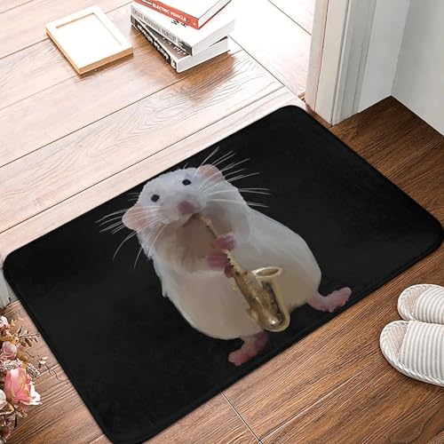 MSHEEFG Ratte Spielt Das Saxophon. rutschfeste Fußmatte, Bodenmatte, Wasser- Und Ölbeständiger Teppich Für Küche, Eingang, Zuhause, Schlafzimmer, Fußpolstermatten 40 * 60 cm von MSHEEFG