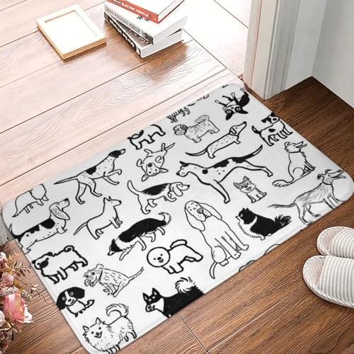 MSHEEFG Schwarz-Weiß-Hunde Muster Fuß Matte Rutsch Feste Super Saugfähige Bade Matten Home Eingang Teppich Küche Schlafzimmer Teppich Outdoor-Fuß Polster 40 * 60 cm von MSHEEFG