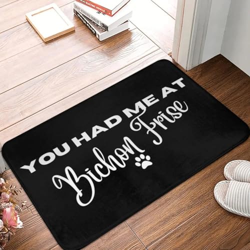 MSHEEFG Sie Hatten Mich Bei Bichon Frise Fuß Matte Rutsch Feste Badezimmer Fußmatten Home Eingang Teppiche Küche Wohnzimmer Teppich Flur Fuß Polster 40 * 60 cm von MSHEEFG