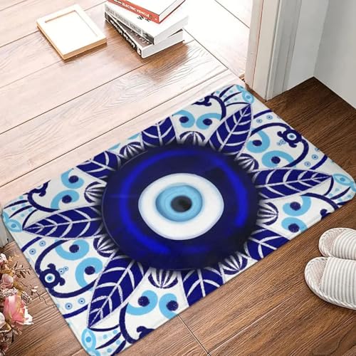 MSHEEFG Türmatte Mandala Evil Eye Anti-Rutsch-Teppich Fußmatte Badematte Glücksbringer Balkon Teppich Eingangstür Dekor Waschbar 40 * 60 cm von MSHEEFG
