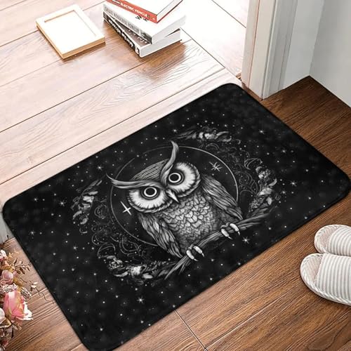 MSHEEFG Türmatte Mystische Nacht Eule Anti-Rutsch-Fußmatte Wohnzimmer Matte Wilde Eule mit mystischen Design-Elemente Flur Teppich Willkommen Teppich Home Decor Waschbar 40 * 60 cm von MSHEEFG