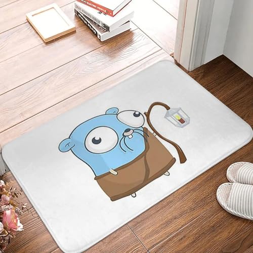 MSHEEFG Türmatte The Go Gopher Golang Sage Anti-Rutsch-Fußmatte Bodenmatte saugfähige Matte Teppich für Küche Eingang Haus Schlafzimmer Fußmatte Matten Waschbarkeit 40 * 60 cm von MSHEEFG