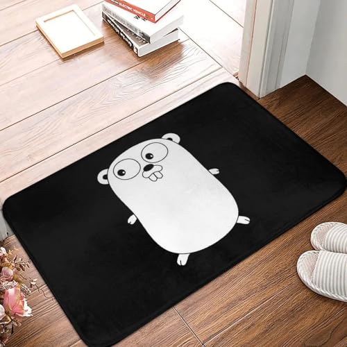 MSHEEFG Türmatte The Go Gopher Minimalistic Golang Logo Anti-Rutsch-Fußmatte Bodenmatte Teppich für Küche Eingang Haus Bad Fußmatten Waschbarkeit 40 * 60 cm von MSHEEFG