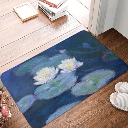 MSHEEFG TürmatteImpressionismus Kunst Badematte Zwei Seerosen Monet Feine Fußmatte Wohnzimmer Teppich Balkon Teppich Home Decor Waschbar 40 * 60 cm von MSHEEFG