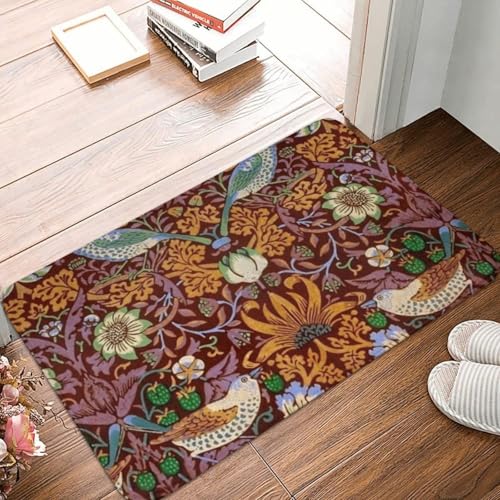 MSHEEFG William Morris Der Erdbeerdieb Rote Fußmatte Teppich Teppichmatte Fußmatte Polyester Maschinenwaschbar 40 * 60CM MSHEEFG William Morris Der Erdbeerdieb Rote Fußmatte Teppich Teppichmatte Fußmatte Polyester Maschinenwaschbar 40 * 60CM von MSHEEFG