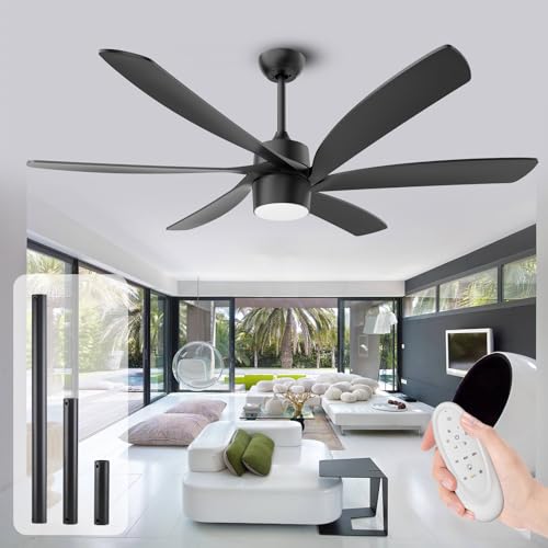 164cm schwarze Deckenventilatoren mit Beleuchtung, wasserdichter Außendeckenventilator für Terrassen, 6 Flügel, großer Luftstrom, Hubschrauber-Deckenventilator, Außendeckenventilatoren mit Beleuchtung 164cm schwarze Deckenventilatoren mit Beleuchtung, wasserdichter Außendeckenventilator für Terrassen, 6 Flügel, großer Luftstrom, Hubschrauber-Deckenventilator, Außendeckenventilatoren mit Beleuchtung von MSHENUED