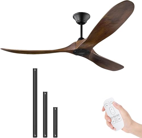 178 cm großer Deckenventilator für den Außenbereich, rustikaler 3-Blatt-Holzstil mit 6-Gang-Fernbedienung, rustikaler Deckenventilator mit hohem CFM für Terrassen, Pavillons, Garagen 178 cm großer Deckenventilator für den Außenbereich, rustikaler 3-Blatt-Holzstil mit 6-Gang-Fernbedienung, rustikaler Deckenventilator mit hohem CFM für Terrassen, Pavillons, Garagen von MSHENUED