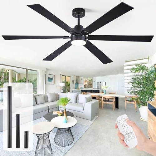 MSHENUED 168 cm großer Deckenventilator für den Außenbereich mit Licht, großer moderner Industrie-Deckenventilator, 6-Blatt-Gleichstrommotor, geeignet für Wohnzimmer, Schlafzimmer und Terrasse MSHENUED 168 cm großer Deckenventilator für den Außenbereich mit Licht, großer moderner Industrie-Deckenventilator, 6-Blatt-Gleichstrommotor, geeignet für Wohnzimmer, Schlafzimmer und Terrasse von MSHENUED