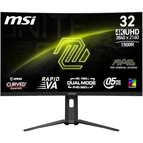 MSI MAG 321CUPDFDE 32 Zoll Curved UHD Gaming-Monitor - 1500R Rapid VA Panel, Dual Mode UHD@160hz / FHD@320Hz / 0,5 ms (GtG, Min.), Adaptive Sync– DP 1.4a, HDMI 2.1 CEC, USB Typ-C (DP alt. mit 15 W PD) MSI MAG 321CUPDFDE 32 Zoll Curved UHD Gaming-Monitor - 1500R Rapid VA Panel, Dual Mode UHD@160hz / FHD@320Hz / 0,5 ms (GtG, Min.), Adaptive Sync– DP 1.4a, HDMI 2.1 CEC, USB Typ-C (DP alt. mit 15 W PD) von MSI